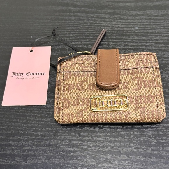 Juicy Couture Accessories - Juicy Couture Tan and Brown Card Holder with Gold Logo